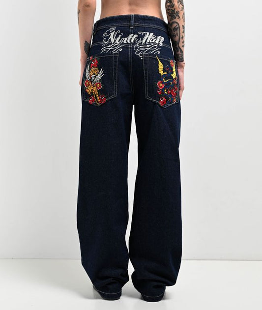 Ninth Hall Idle Rinse Blue Straight Leg Denim Jeans